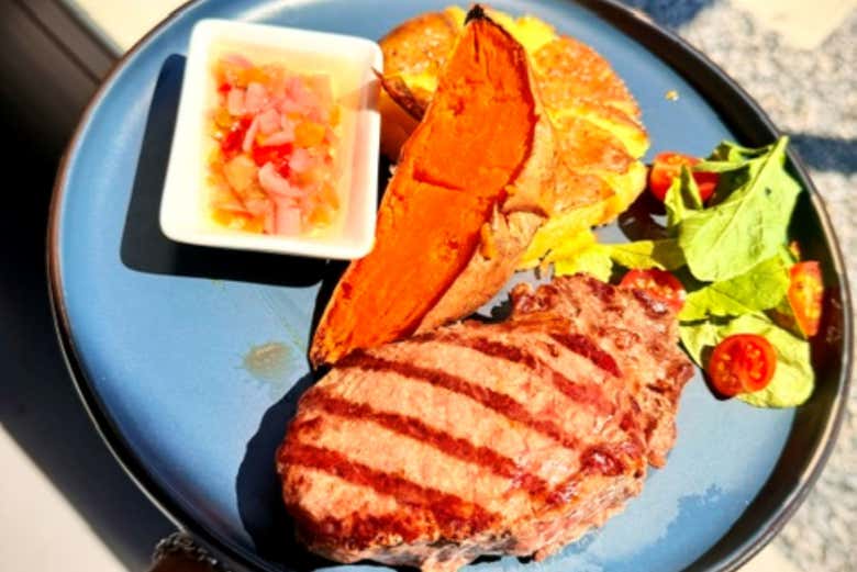 Um dos pratos do almoço na vinícola Fripp