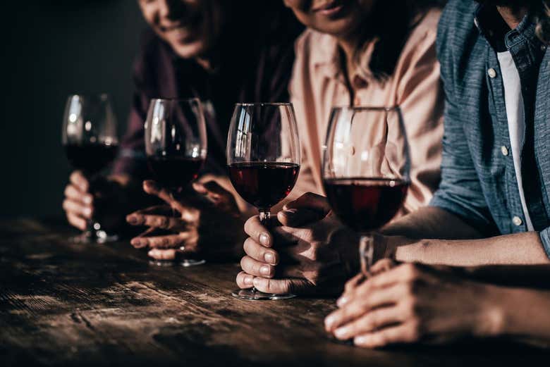Desfrutando da degustação de vinhos