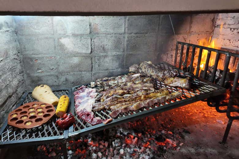 Tudo preparado na churrasqueira