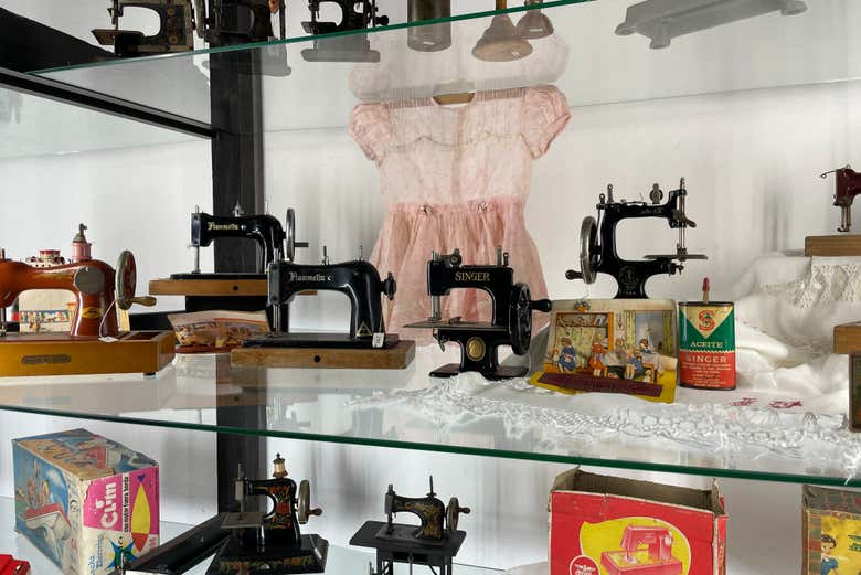Check out the antique sewing machines