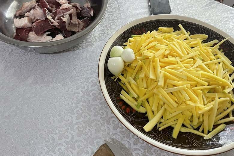 Ingredienti pronti per il pilaf