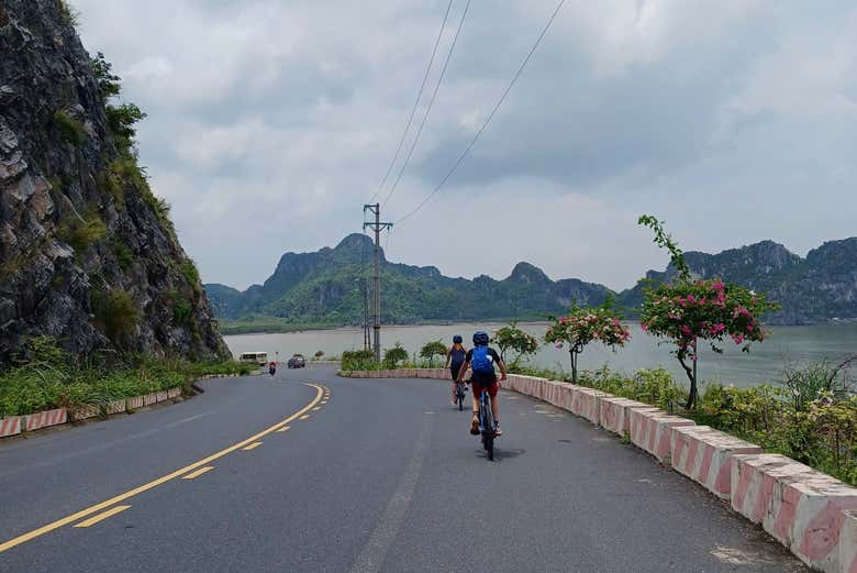 Descendiendo en las bicicletas con paisajes impresionantes
