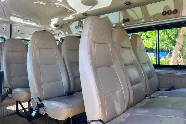 The seats inside the minibus