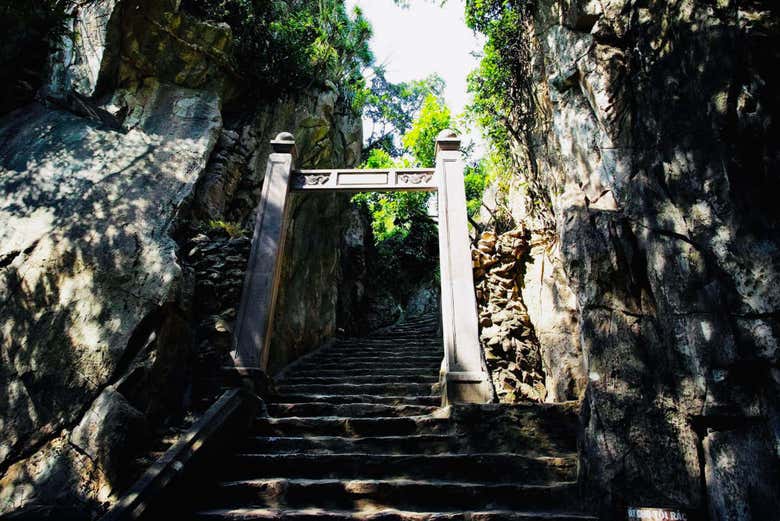 Climb the stone steps up the mountains