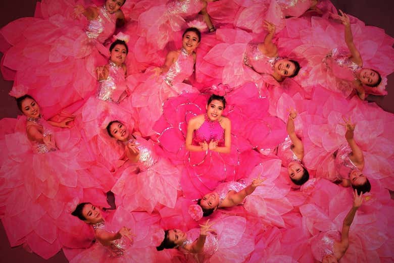 Dancers dressed in pink