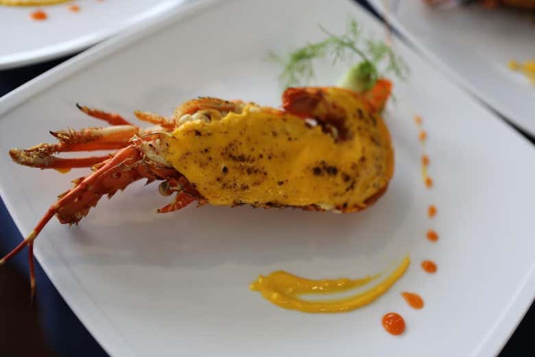 Langosta con salsa de queso