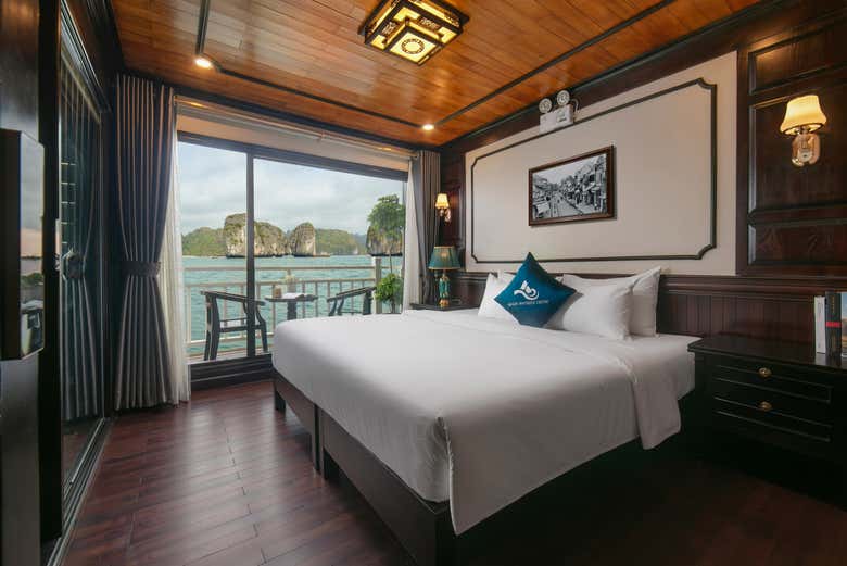 La cómoda habitación durante el crucero
