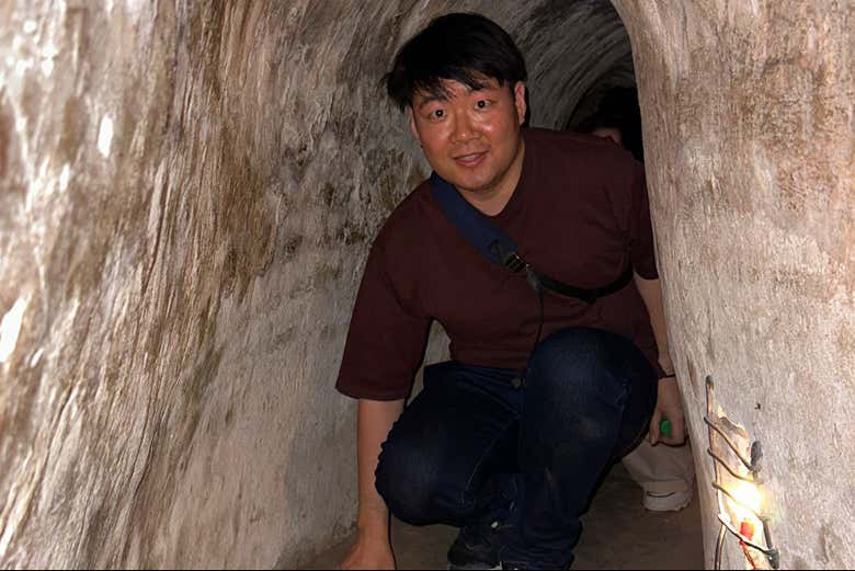 Crawl through the narrow tunnels