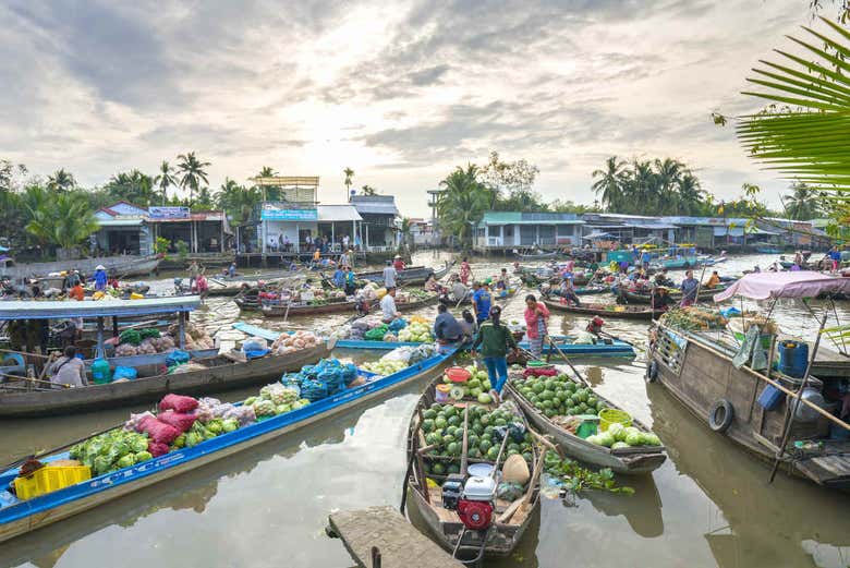 Mercados flotantes del río Mekong
