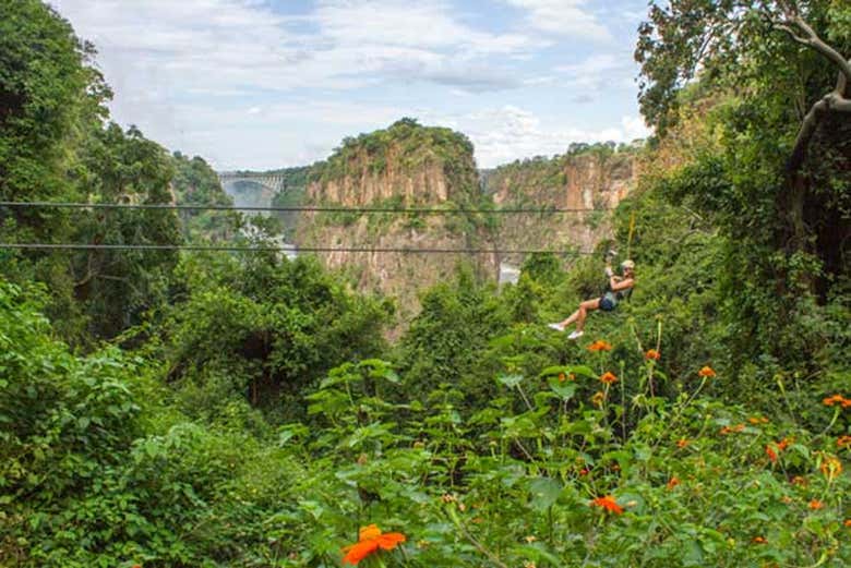 Tirolesa nas cataratas Victoria
